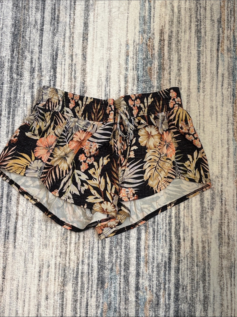Rip Curl Black Tropical Floral Athletic Shorts